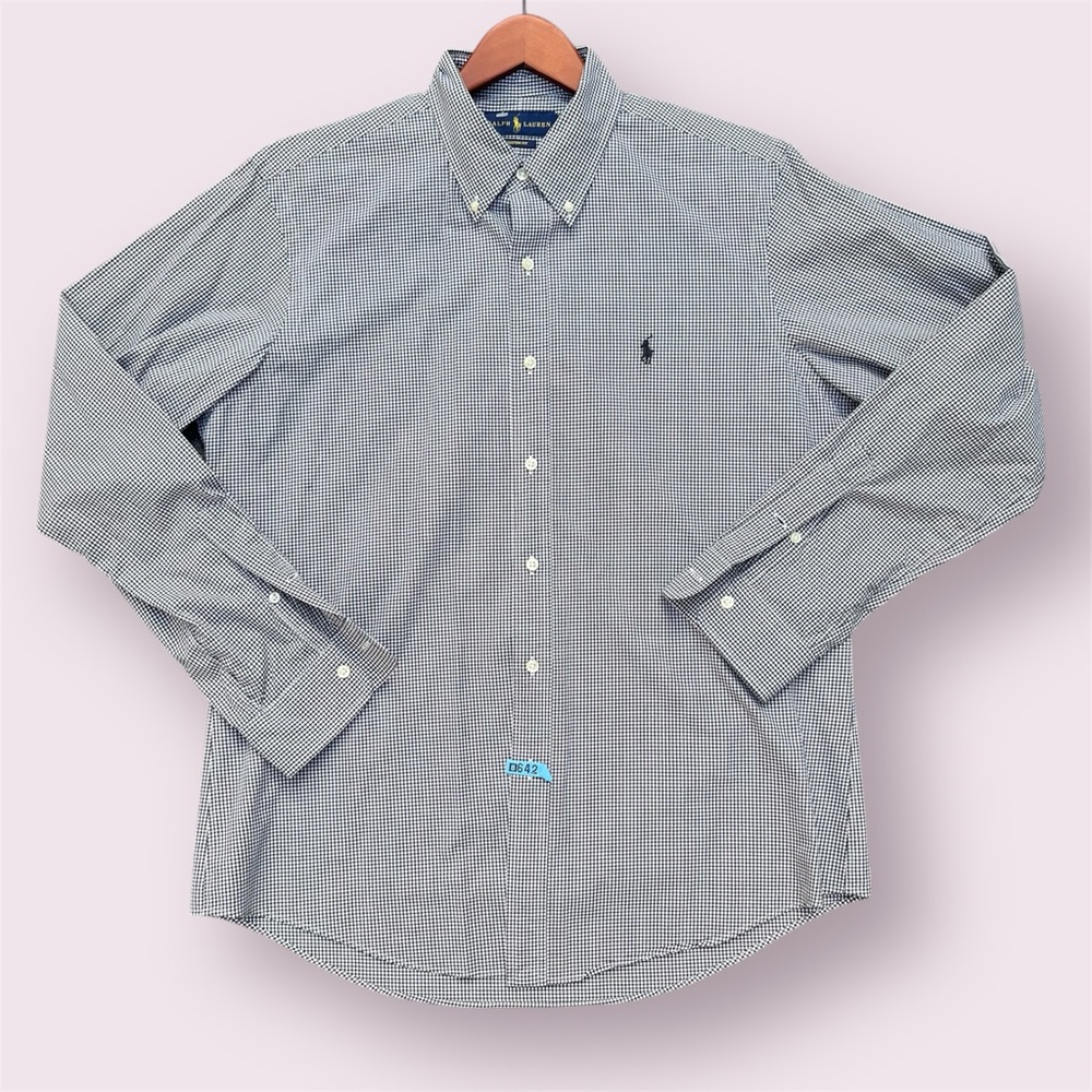 NWOT Ralph Lauren Custom Fit Black and White Checkered Shirt L